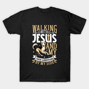 Jesus and dog - Silken Windhound T-Shirt